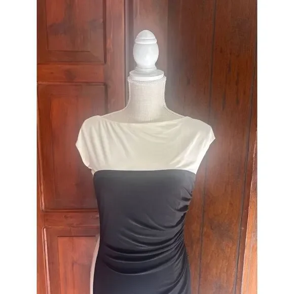 Womens Lauren Ralph Lauren Black & Ivory Colorblock Sheath fitted Dress size 2 - Picture 2 of 5